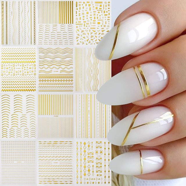 HotPress Nagelaufkleber, Gold, Metallic, Geometrisch - Bild 1