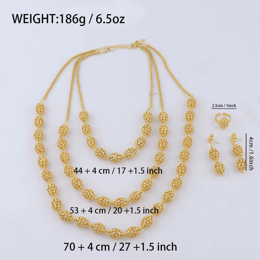 YM Schmuck-Set Halskette und Ohrringe, Messing, Gold, Damen - Bild 5