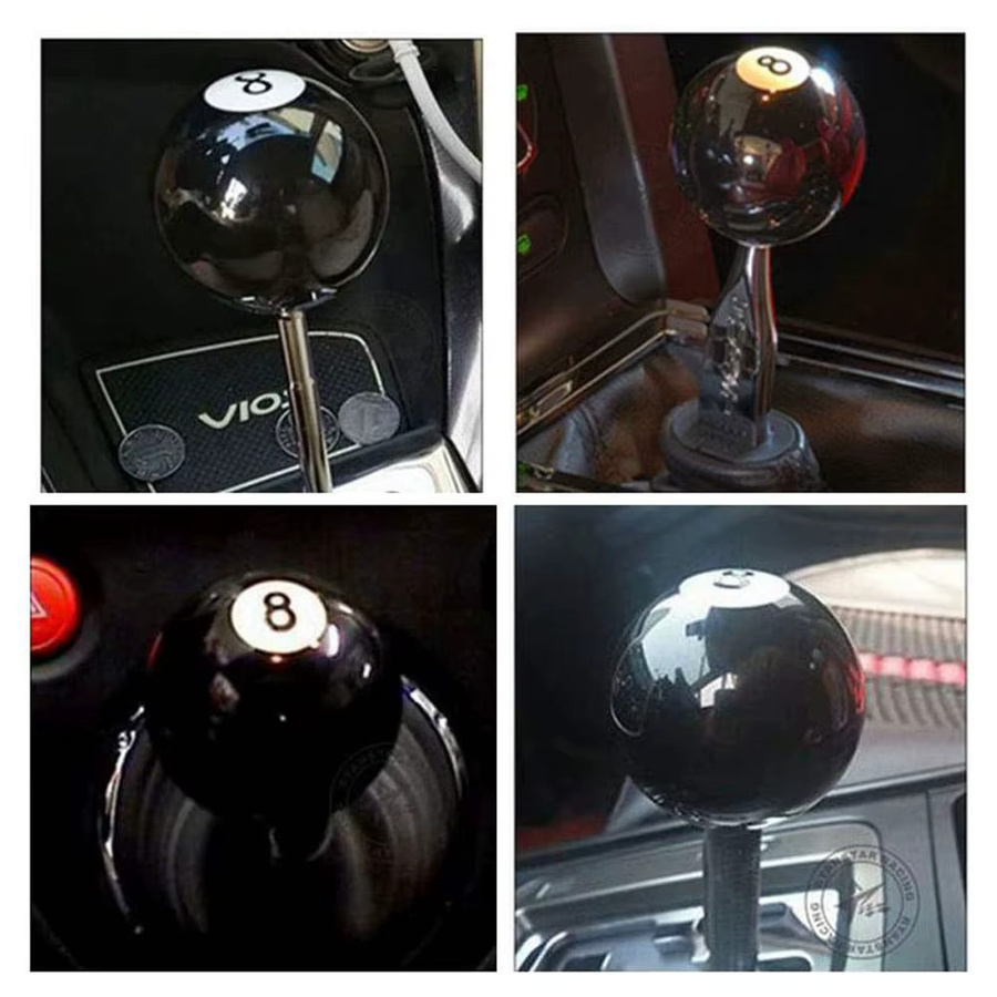 Universeller runder 8-Ball Schaltknauf aus Acryl in Schwarz für manuelle Fahrzeuge inklusive 3 Adaptern - Bild 4