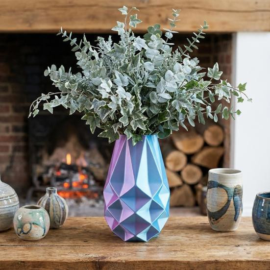 Hercules Boho-Blumenvase in Weiß mit geometrischer Form aus Kunststoff für dein Zuhause - Bild 4