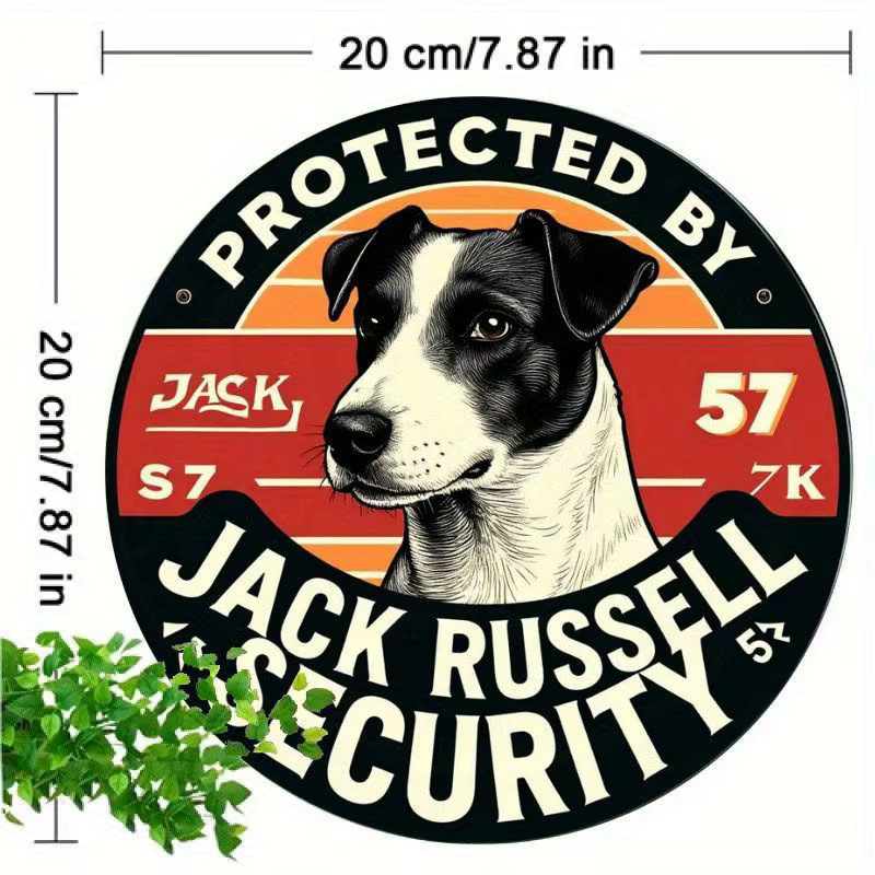 Potdemiel Jack Russell Safety Retro Aluminiumschild, rundes Metallschild für die Wanddekoration, Mehrfarbig, Durchmesser: 20 cm - Bild 2