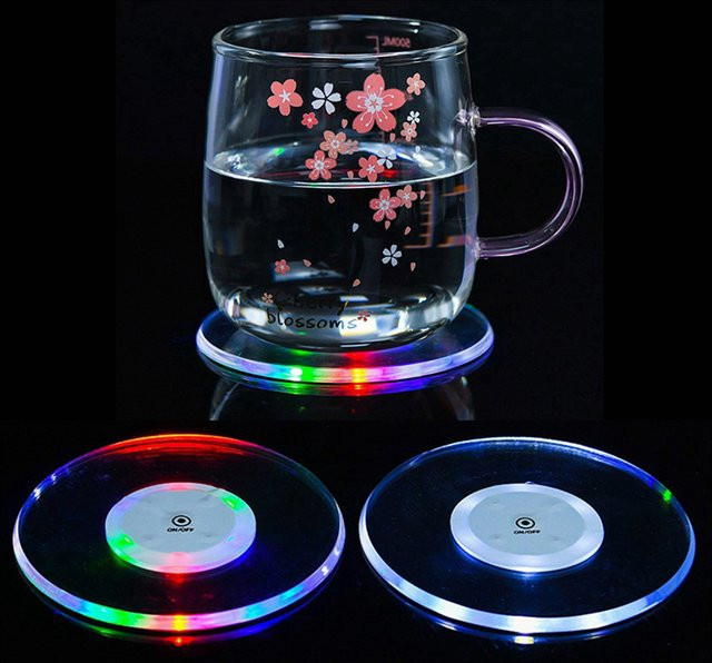 KuZHEN LED Untersetzer aus Acryl in Transparent mit RGB Effekt für Bar und Cocktail Dekoration - Bild 1