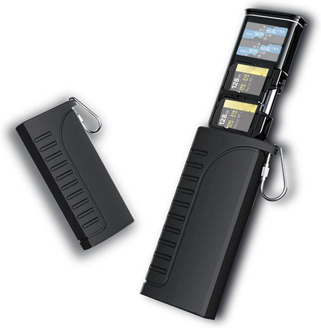 TOMTOP JMS 2-in-1 Multifunktionale Speicherkartenleser Aufbewahrungsbox mit USB-C und 5Gbps High-Speed TF/SD Kartenleser in Schwarz - Bild 1