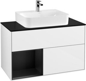 V&B Waschtischunterschrank Finion 100 mit Wandbeleuchtung, Weiß lackiert, B/T/H: 100 x 50,1 x 50,1 cm - Bild 1