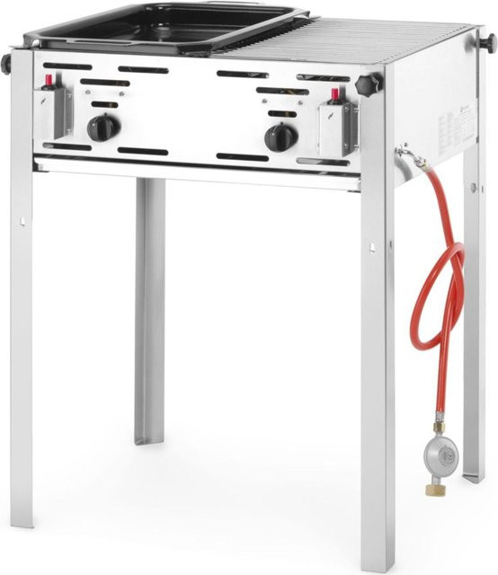 HENDI Gasgrill MASTER MAXI mit geteiltem Rost in Silber aus Edelstahl mit 11kW Leistung und Piezo-Zündung - Bild 1