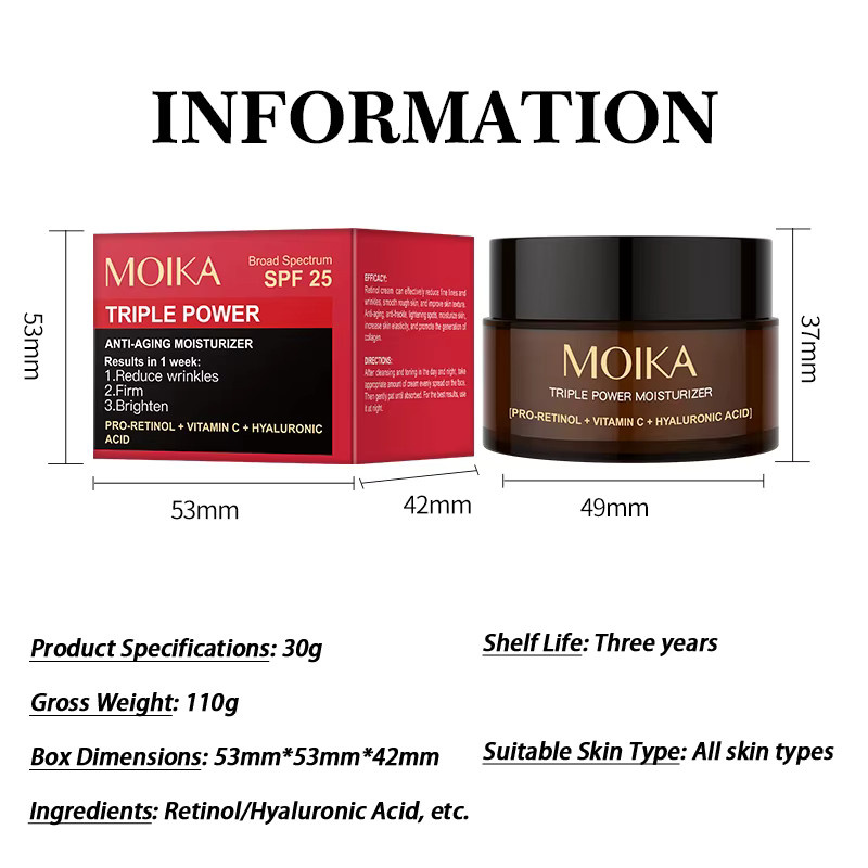 MOIKA Triple Power Feuchtigkeitscreme mit Retinol, Vitamin C und Hyaluronsäure, Fettige Haut - Bild 5