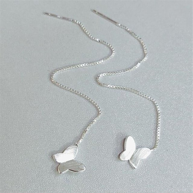 Hängeohrringe 925 Sterlingsilber, Schmetterling, weiß, Unisex - Bild 1