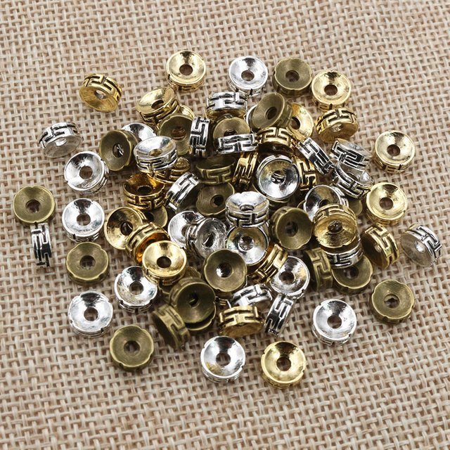 Perlen Stopper Metall, 7,5x3mm, Bronze Gold Silber Farbe, Unisex - Bild 1
