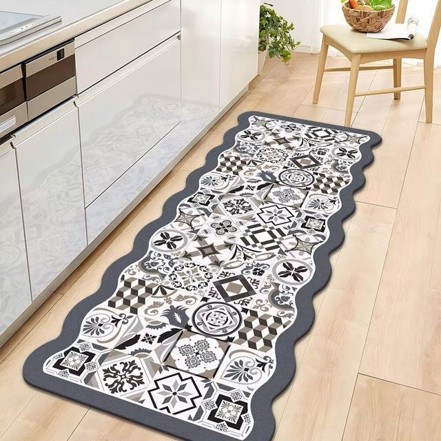 Saugfähige Küchenbodenmatte im ethnischen Stil, rutschfest und schmutzabweisend, Polyester, Mehrfarbig, B/T: 120 x 40 cm - Bild 1