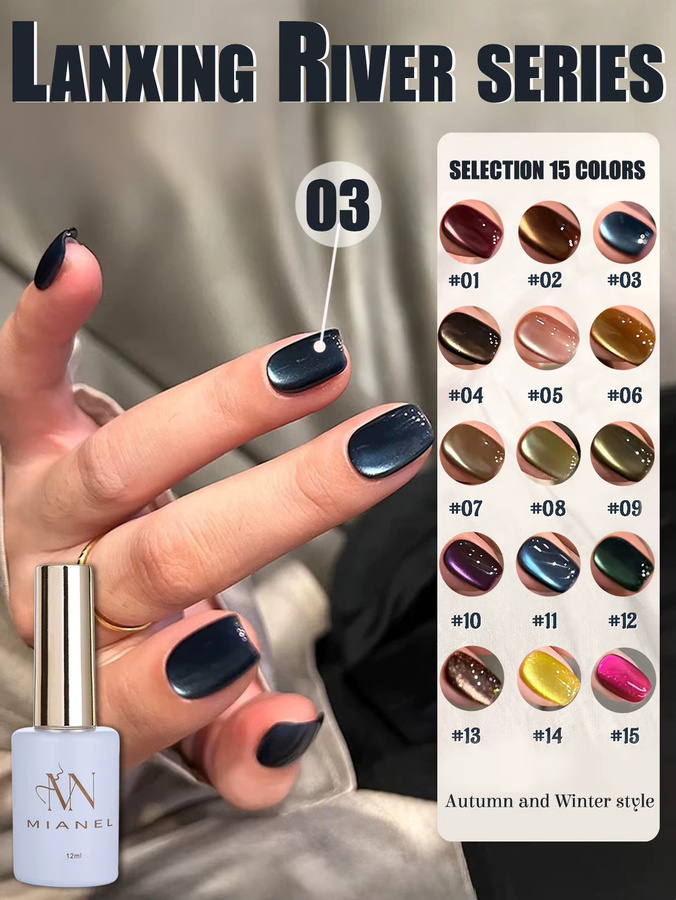 MIANEL Gel-Nagellack Nordlicht Grün Katzenauge, 12 ml - Bild 3