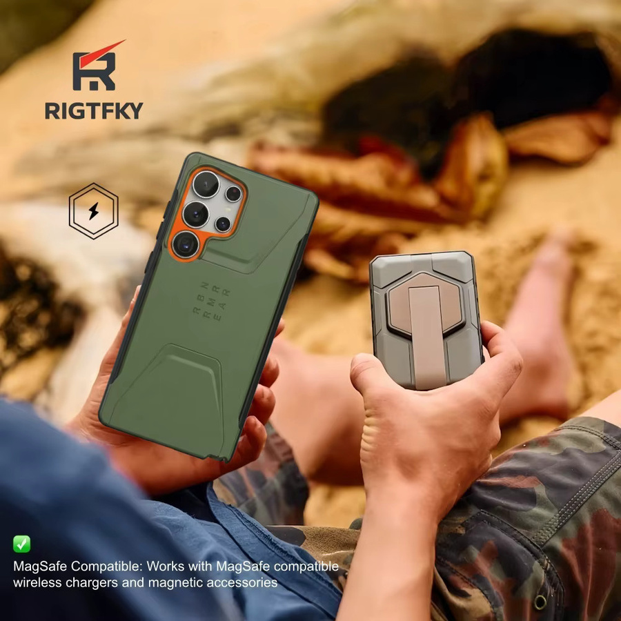 Civilian Series Heavy Armor Stoßfeste Handyhülle für Samsung Galaxy S26 und S25 Ultra mit Magnetfunktion in Rot oder Grün - Bild 3