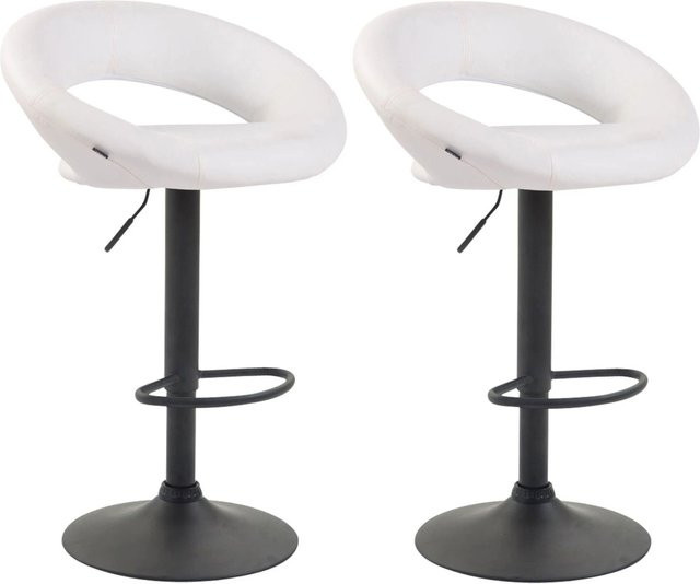 DELUKE 2er Set Barhocker MEKIM aus Kunstleder, Weiß/Schwarz, höhenverstellbar, drehbar mit Lehne, B/T/H: 53 x 47 x 80 cm - Bild 1