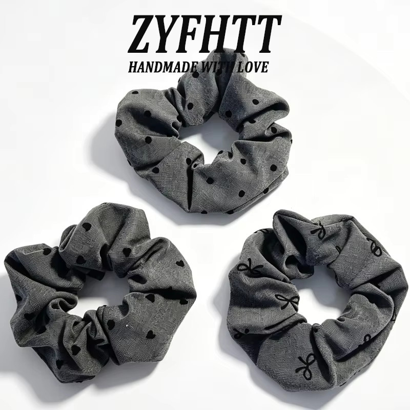 ZYFHTT Haargummis mit Schleifen und Polka Dots, schwarz-grau, Kinder - Bild 4