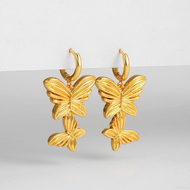 Ohrringe Erpels, Schmetterling Tropfen, Quaste, Vergoldet, Damen - Bild 1