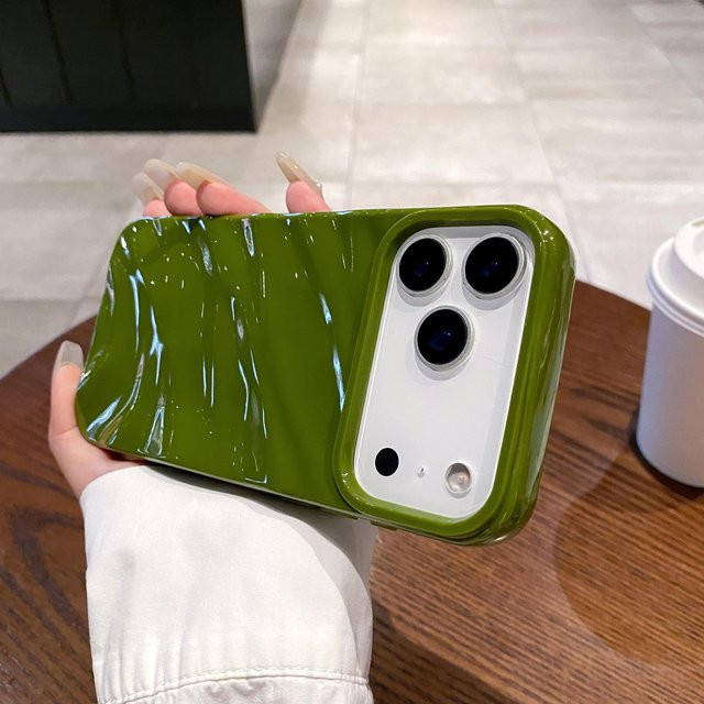 Rui Di Handyhülle mit 6D Seidenmuster und Wellen-Design für iPhone 11 bis iPhone 17 Pro Max, stoßfest und weiche Rückseite, grün - Bild 1