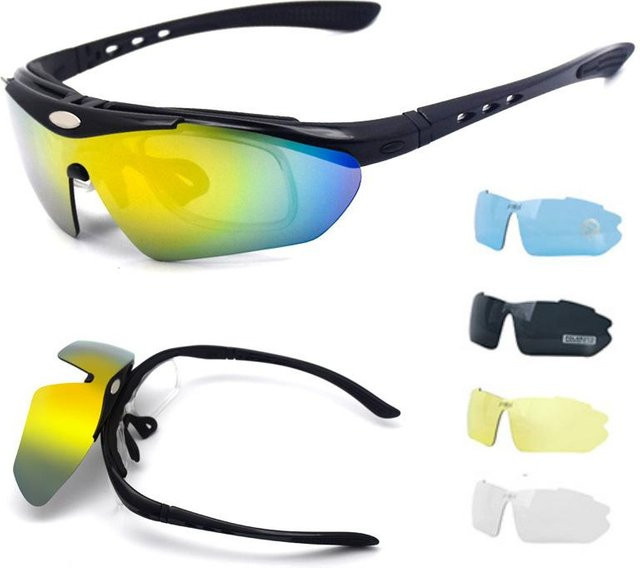 Outdoor-Fahrradbrille, Unisex, Halbrand, Schwarz, Polarisiert - Bild 1