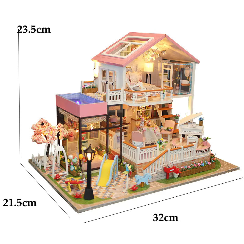 Zuuton DIY Holz Doll House Bausatz, 3D Puzzle, mit LED Licht, ab 14 Jahren - Bild 3