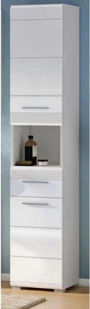 Inn.Furn Badschrank Leon Hochschrank in Weiß Hochglanz mit LED-Beleuchtung, B/T/H: 30 x 31 x 182 cm - Bild 1