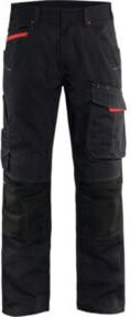 Blakläder Service Plus Bundhose in Schwarz/Rot mit Reflexstreifen und Kniepolstertaschen, Konfektionsgröße 50 - Bild 1