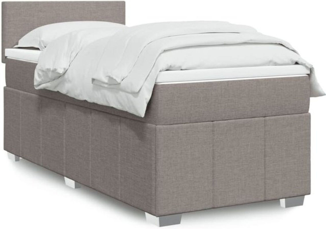 Vidaxl Boxspringbett mit Matratze in Taupe meliert und Weiß aus Stoff und Holzwerkstoff, B/T/H: 80 x 200 x 100,5 cm - Bild 1