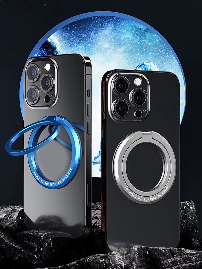 QGhappy Magnetischer Handyhalter für MagSafe – Faltbarer Metall-Fingerring-Halter in Schwarz für iPhone 17, 16 Pro und Samsung - Bild 6