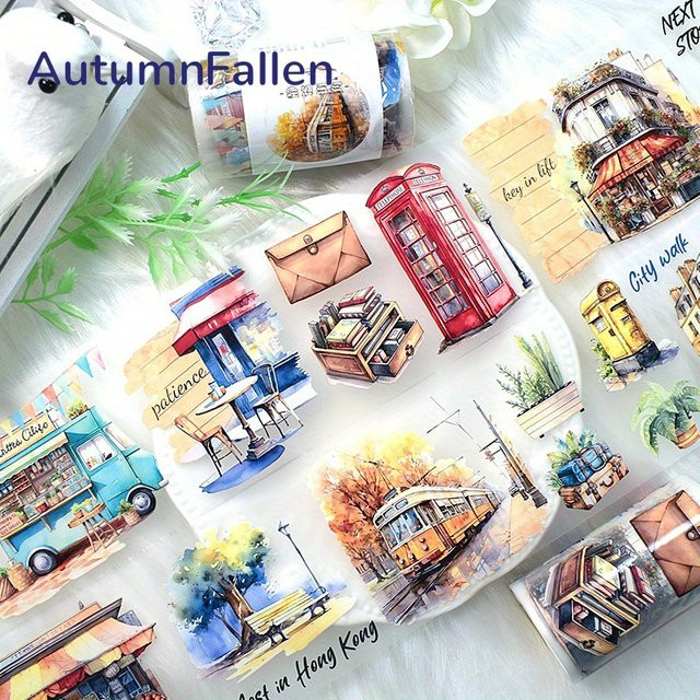 Dekoratives Washi Tape City Kitten in Multicolour, Mattes PET Klebeband für Scrapbooking und Journaling - Bild 1