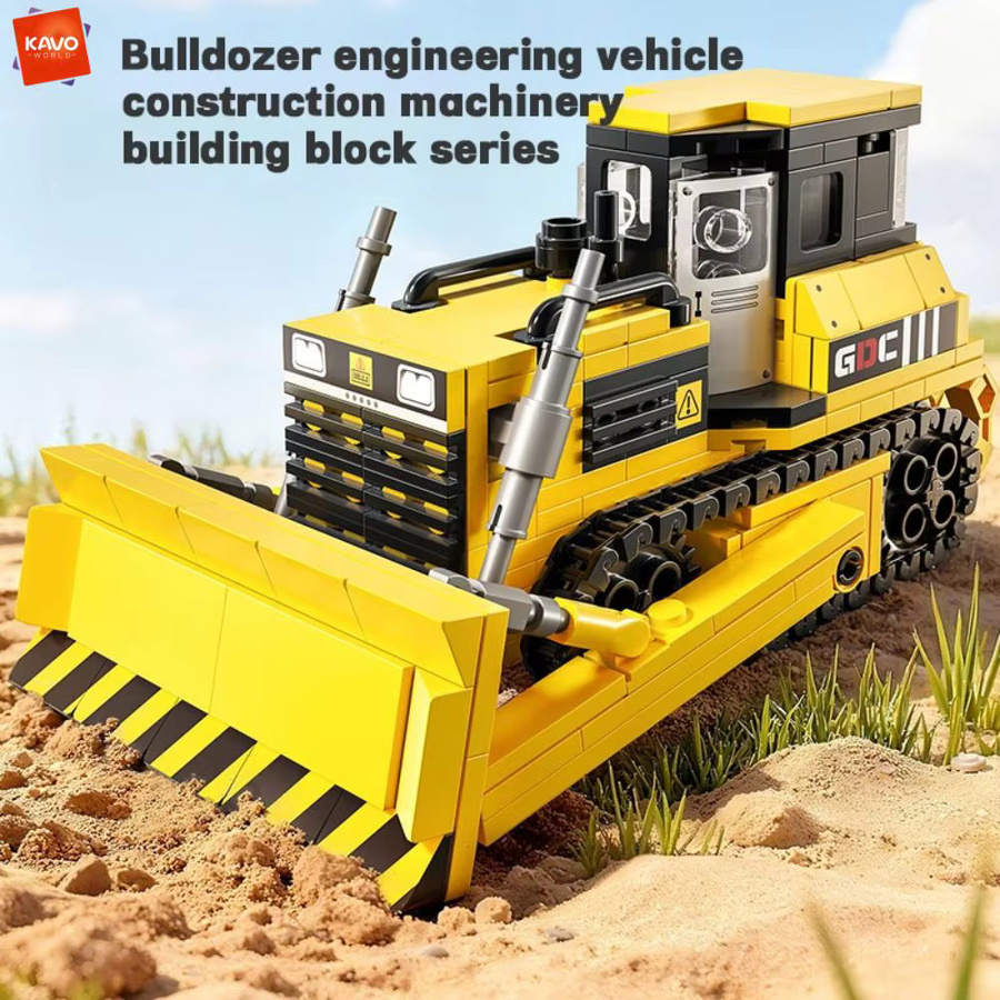 KAVOWORLD City Engineering Gelbes Bulldozer-Baufahrzeug, Bausteine-Set, 408 Teile - Bild 3