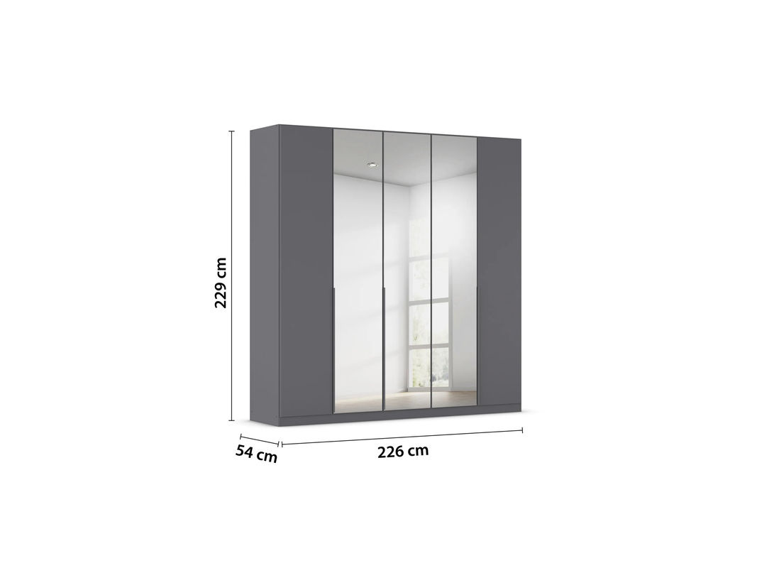 RAUCH Alabama Drehtürenschrank mit Spiegel in Grau, B/H: 229 x 226 cm - Bild 3