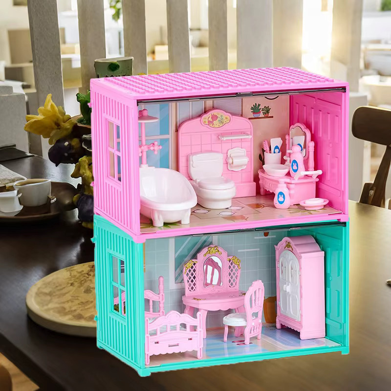 Barnewa Miniatur-Puppenhaus Küchen-Spielzeug Wohnzimmer Schlafzimmer Badezimmer Set, Möbel Vitrine, Set / Bundle - Bild 3