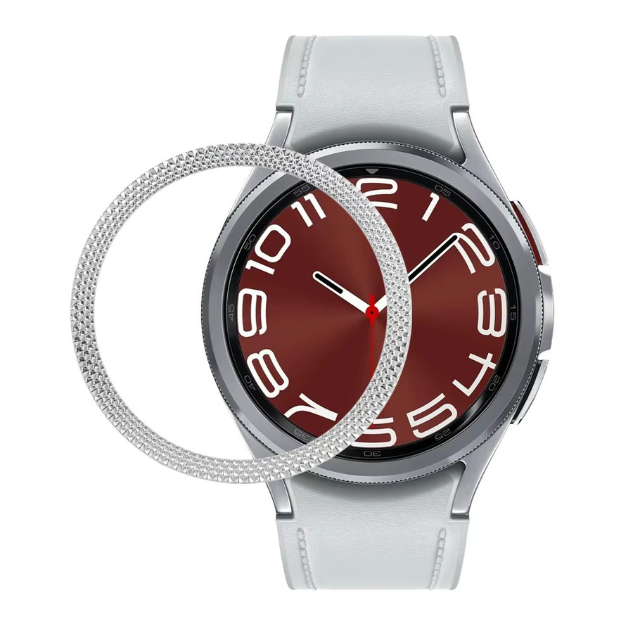 samusak Metalllünette für Samsung Galaxy Watch 6 Classic, Edelstahl, Silber - Bild 2