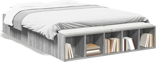vidaXL Bettgestell modern in Grau Sonoma aus Holzwerkstoff, B/T/H: 120 x 200 x 30 cm - Bild 1