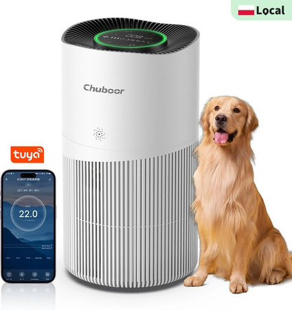 Chuboor Luftreiniger mit H13-HEPA-Filter und WiFi in Weiß für große Räume bis 120 m² mit 402 m³/h Luftleistung