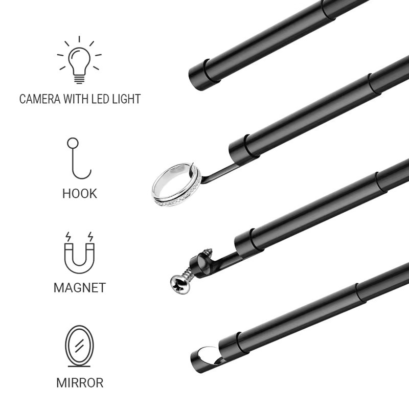 GUANMOU Endoskopkamera mit LED-Licht, 1080P HD-Boreskop, 8 mm, IP67 wasserdichte Inspektionskamera für iOS und Android, Schwarz - Bild 4