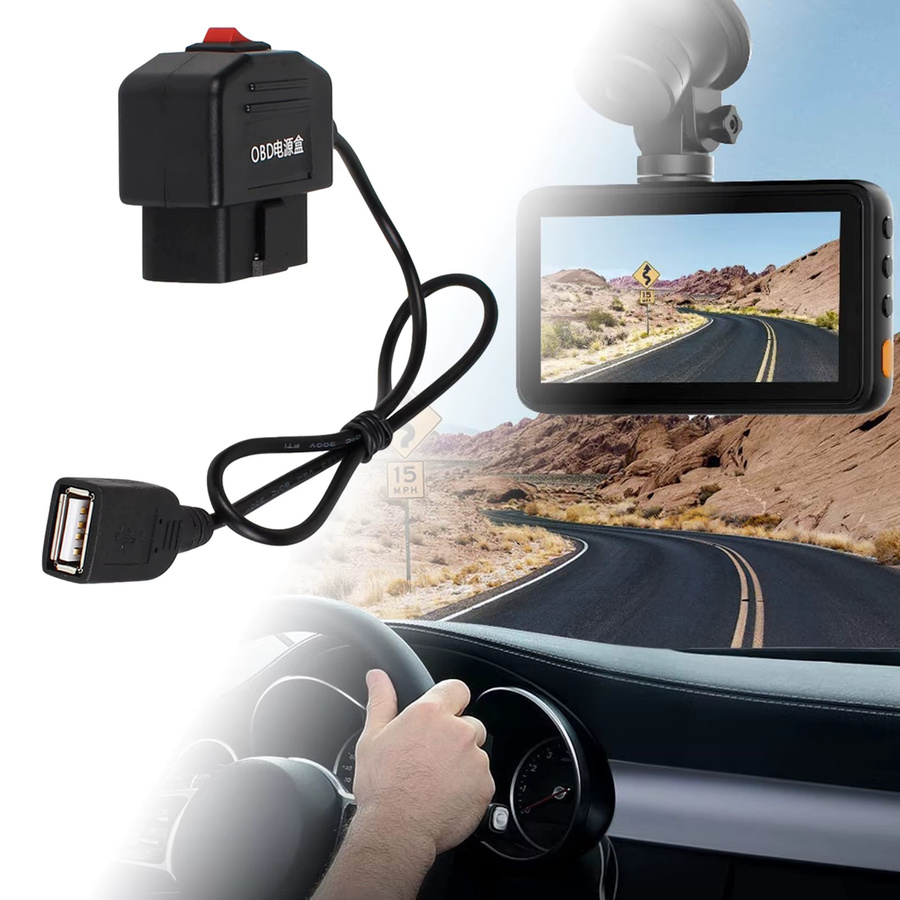 OBD Hardwire Set USB-C Kabel mit USB-Buchse für 24-Stunden-Parkmodus, 20 cm, Schwarz - Bild 4