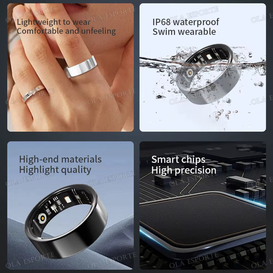 Ola Esporte Smart Ring für Damen und Herren mit Herzfrequenzmessung, Schlaf-Tracking und Gesundheitsüberwachung, IP68 wasserdicht, in Schwarz oder Weiß - Bild 2
