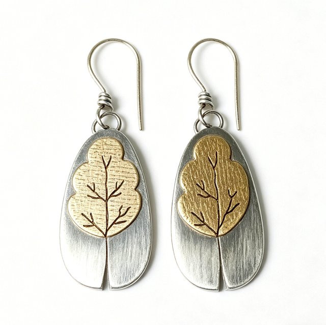 YoYo Hängeohrringe, Baum-Muster, Zweifarbiges Design, Damen - Bild 1