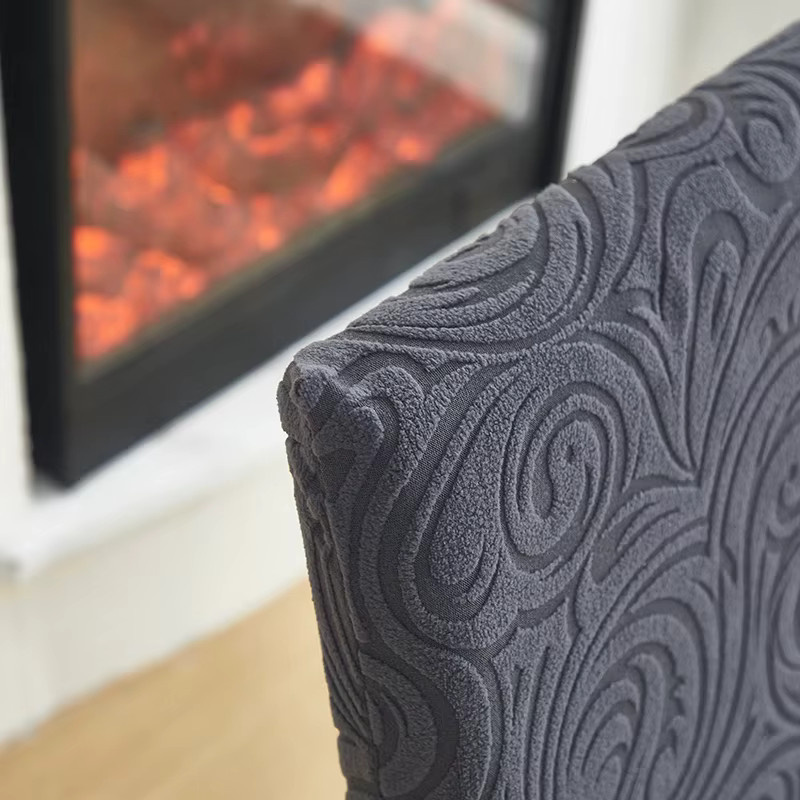 WANERQU Esszimmerstuhlbezug mit nordischem Blumenmuster in Grau, elastischer Jacquard-Stuhlüberzug für Wohnzimmer und Küche - Bild 3