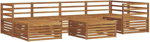 vidaXL Outdoor-Sofagarnitur 7-teilig aus Akazienholz in Braun mit L-Form und Tisch - Bild 1