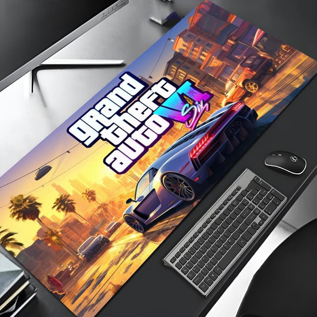 Rockstar Grand Theft Auto Gaming Mauspad Cartoon Lockedge in White, B/T/H: 80 x 40 x 0,2 cm - Bild 1