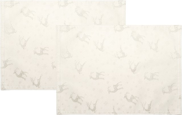 2er-Set Jacquard-Platzsets Rentierzauber von viva domo in Weiß, Gold und Multicolour, rechteckig - Bild 1