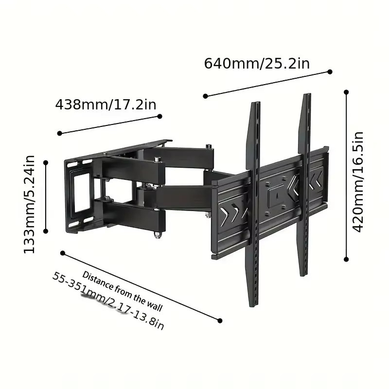 BEISHI Full Motion TV-Wandhalterung für 40-80 Zoll Fernseher, Schwarz, max. VESA 600 x 400 mm, Tragkraft bis 55 kg - Bild 3