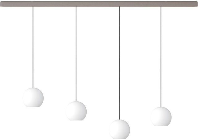 KOMOT KOS Quattro L LED-Pendelleuchte-Schiene mit Tunable White (2200K - 4200K), Nickel matt-Schwarz und mundgeblasenem Opalglas, Länge: 200 cm - Bild 1