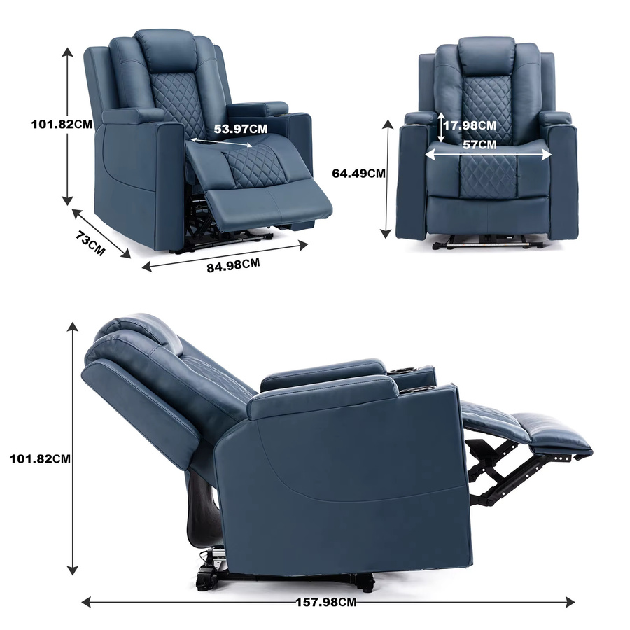 COMHOMA Relaxsessel mit Liegefunktion, Massagefunktion und LED-Beleuchtung in Blau - Bild 5