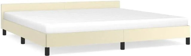 vidaXL Bettgestell mit Kopfteil in Beige aus Kunstleder, B/T/H: 200 x 200 x 203 cm - Bild 1