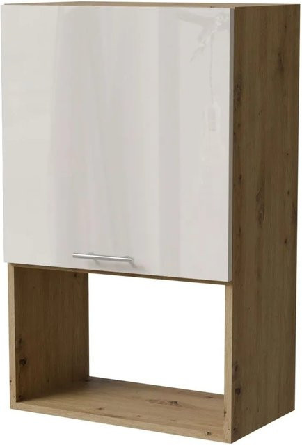 Feldmann-Wohnen Mikrowellenumbauschrank Brerra W4MK/60 in Eiche Artisan und RAL 9001 Creme Hochglanz, B/T/H: 60 x 32,5 x 96 cm - Bild 1
