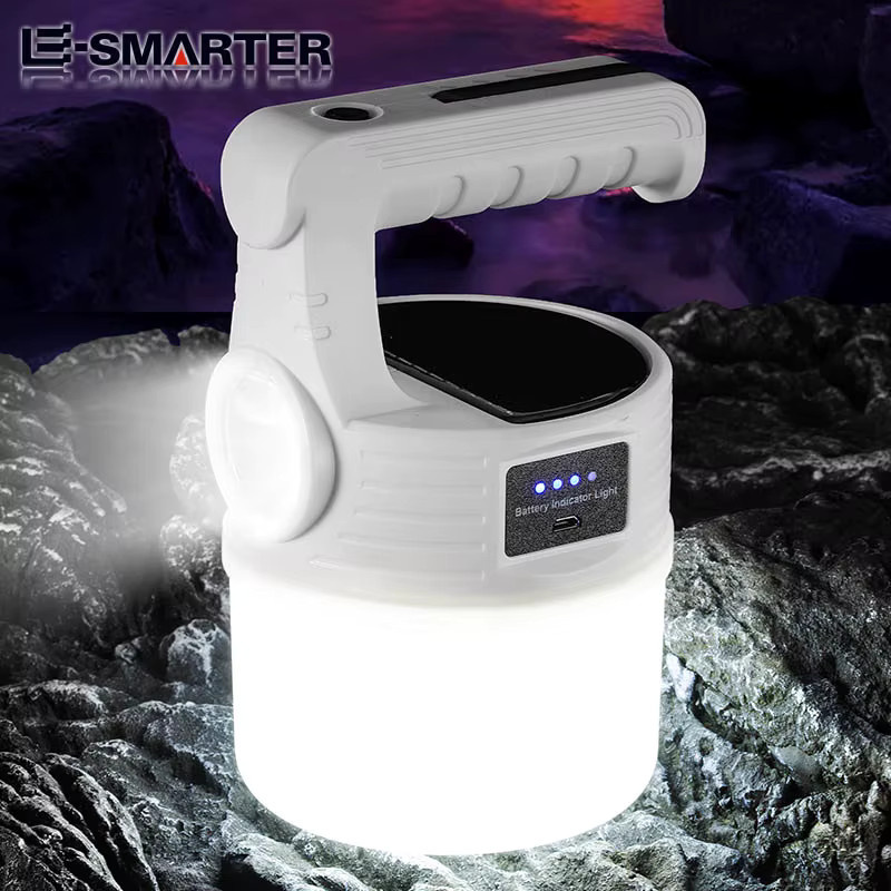 ESMARTER LED Solar Camping Lampe, wiederaufladbare tragbare Laterne für Outdoor, Angeln und Notfälle, Farbe: Weiß - Bild 4