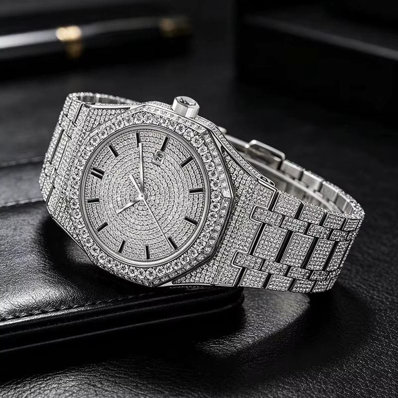 PINDU Armbanduhr, Automatik, Edelstahl, Moissanit, Silber, Herren - Bild 3