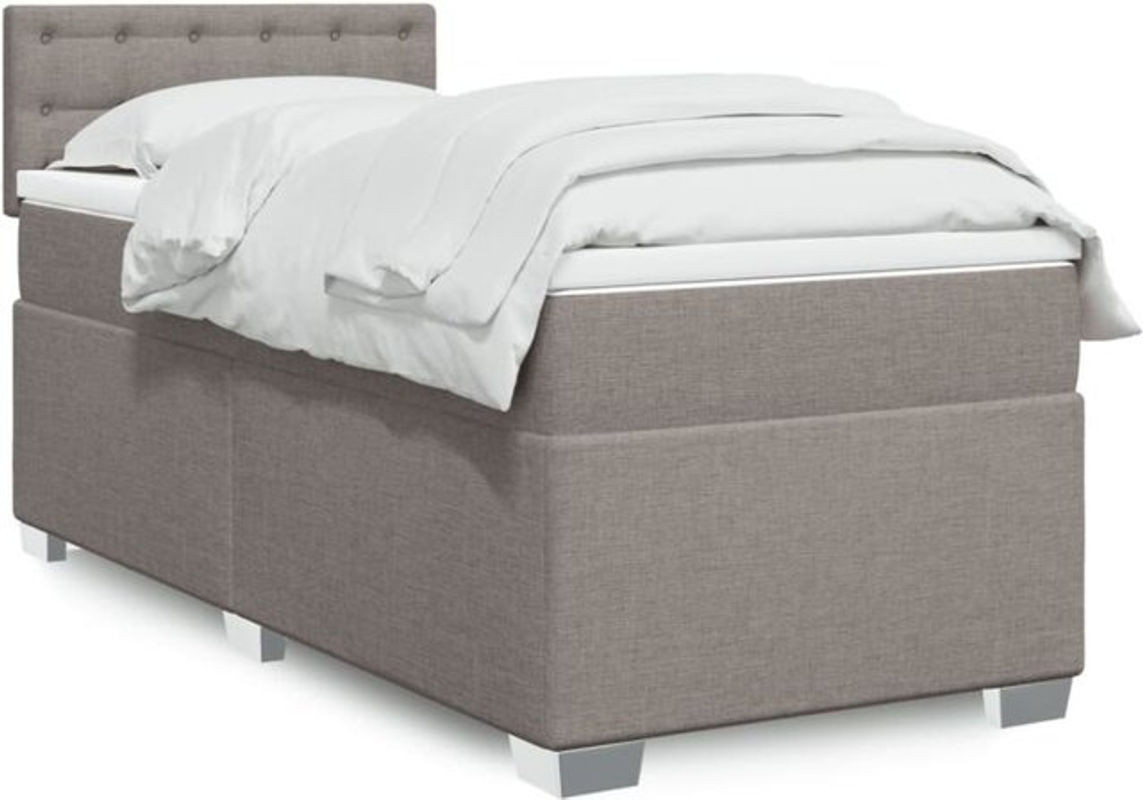 Vidaxl Boxspringbett mit Matratze in Taupe meliert und Weiß aus Stoff und Holzwerkstoff, B/T/H: 200 x 80 x 100,5 cm - Bild 1