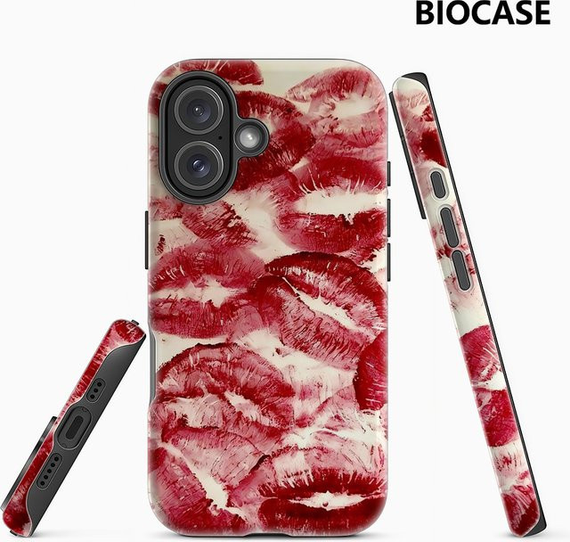 Kiss Imprints Handyhülle für iPhone 17 16 15 14 13 12 11 Pro Max Plus mit doppelschichtiger Rückseite - Bild 1