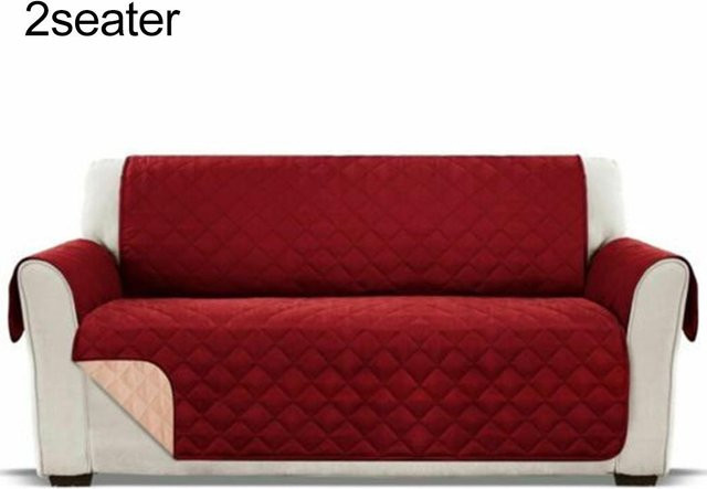 Gesteppter Sofabezug in Rot für Couch und Sessel, abriebfest und rutschfest, modern und pflegeleicht - Bild 1